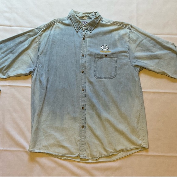 90’s VTG NFL J&G Green Bay Packers Long Sleeve Full Button Up Fading Size XL - Picture 1 of 6